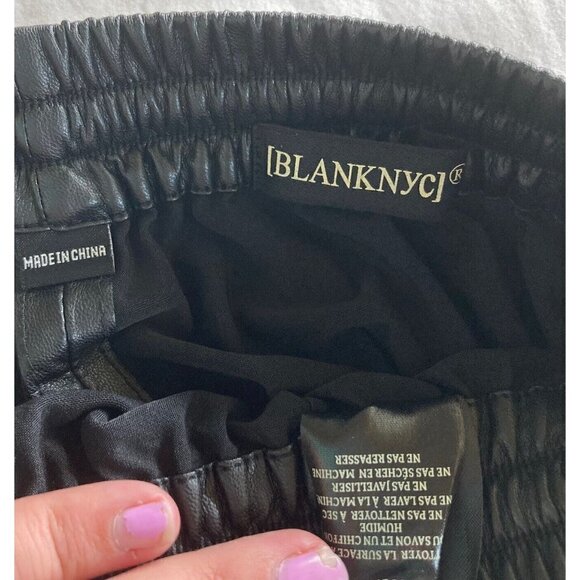BLANKNYC Black Vegan Leather Elastic Waist Leg Jogger Slash Pockets Pants-28 - Picture 7 of 16